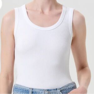 Agolde Poppy White Ribbed Tank Top